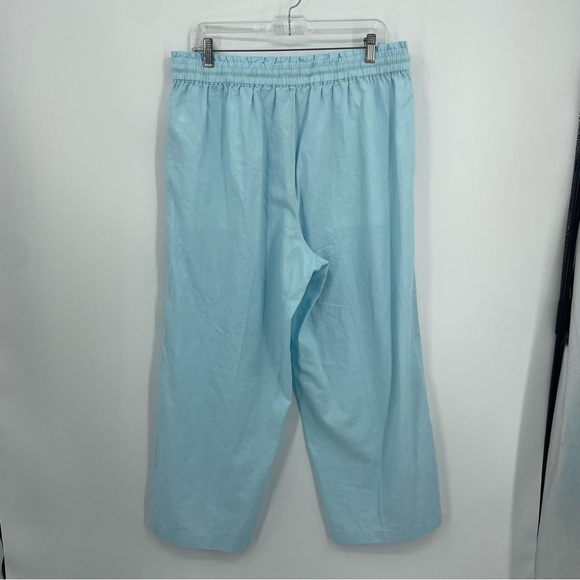 J. Crew Blue Linen Blend Drawstring Pants Sz L BG359 light baby blue - Picture 2 of 8